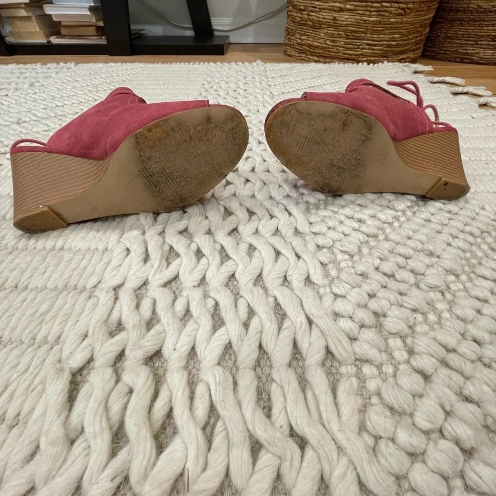 Coral Peep Toe and Peep Heel Wedge